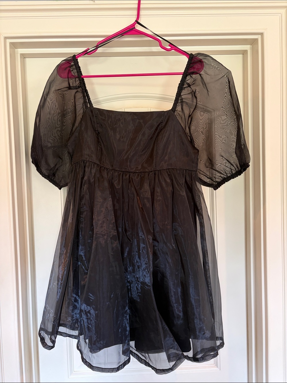 Black Puff Sleeve Organza Dress